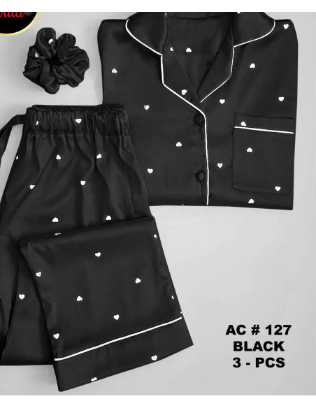 Silk night suit for women With Ponytail