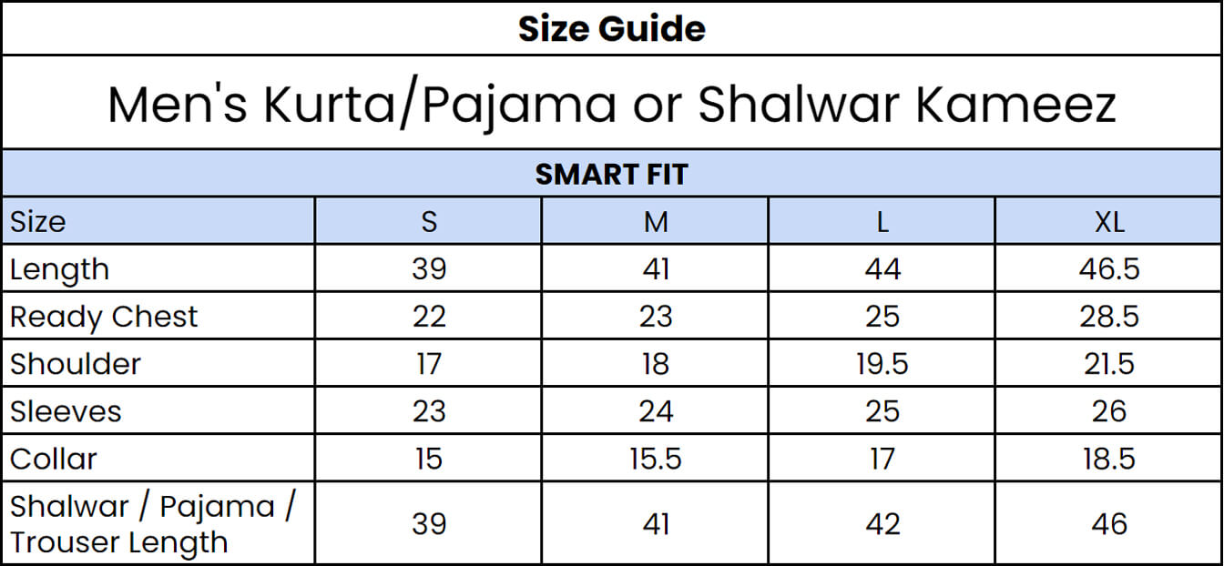 Kurtadukan.com men kurta pajama sizes